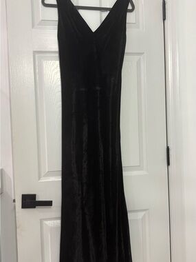 Vintage 90s Kamisato Black Velvet Maxi Dress - Goth Evening Gown